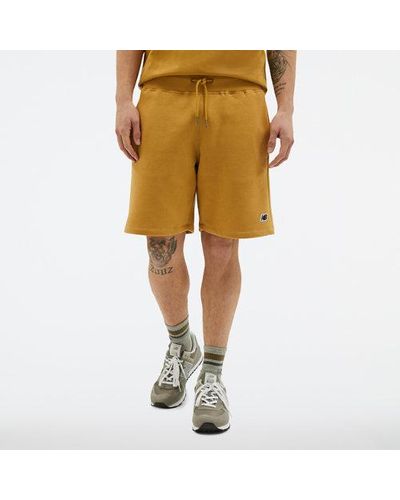 New Balance Homme Short Nb Small Logo S En, Cotton, Taille - Jaune