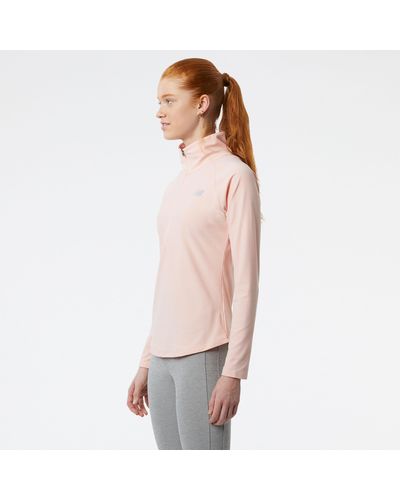 New Balance Sport Spacedye 1/2 Zip In Pink Poly Knit - Natural