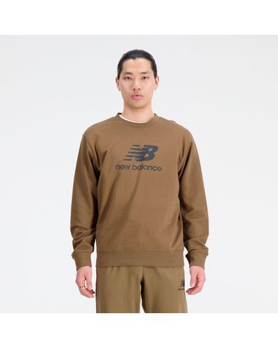 New Balance Essentials stacked logo french terry crewneck in braun
