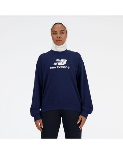 New Balance Sport Essentials French Terry Logo Crew Shirt - Blue