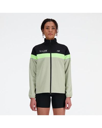 New Balance Femme London Edition Marathon Jacket En, Polywoven, Taille - Vert