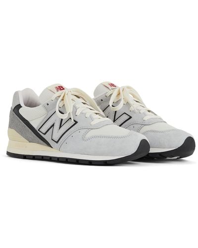 New Balance Made In Usa 996 In Grey/black Leather - White