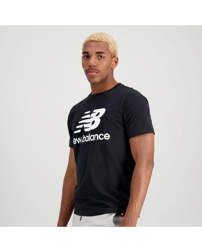 New Balance T-Shirt Essentials Stacked Logo - Nero