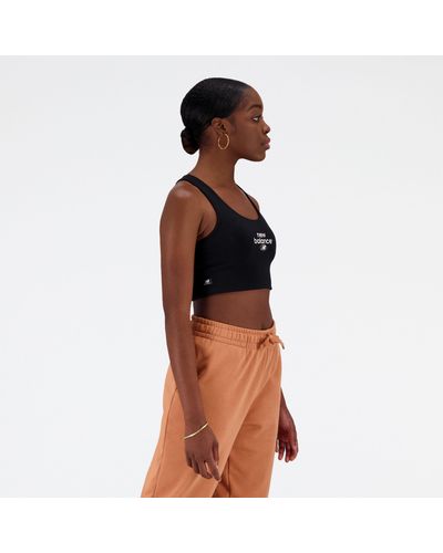 New Balance Essentials Reimagined Cotton Spandex Bra Top - Brown