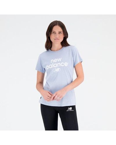 New Balance Femme Essentials Reimagined Archive Cotton Jersey Athletic Fit T-Shirt En, Taille - Bleu