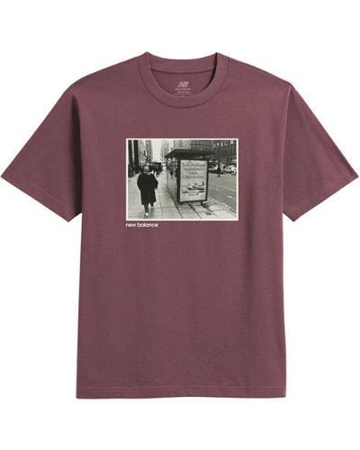 New Balance Homme Professional Athletic T-Shirt En, Cotton, Taille - Violet