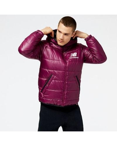 New Balance Homme Nb Athletics Winterized Insulated Short Puffer En, Polywoven, Taille - Violet