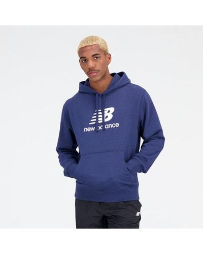 New Balance Nb Essentials Pull à capuche avec logo empilé pour homme - Bleu