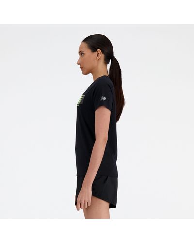 New Balance London Edition Finisher T-shirt In Black Poly Knit