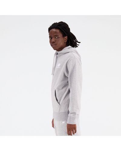 New Balance Essentials Stacked Logo French Terry Jacket In Grey Cotton Fleece