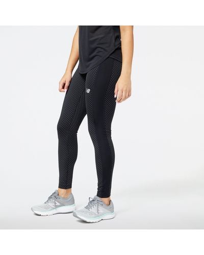 New Balance Reflective Print Accelerate Tight In Poly Knit - Black