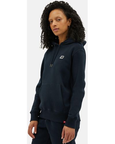 New Balance Femme Sweats À Capuche Nb Small Logo En, Cotton, Taille - Bleu