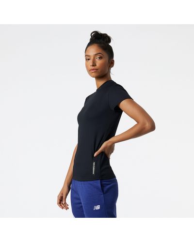 New Balance Perfect Rib Tee In Poly Knit - Blue