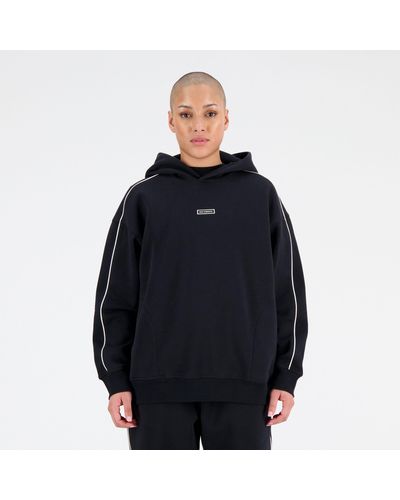 New Balance Essentials brushed back fleece oversized hoodie - Azul