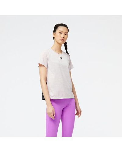 New Balance Femme Impact Run Luminous Short Sleeve En, Poly Knit, Taille - Violet