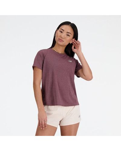 New Balance Femme Athletics T-Shirt En, Poly Knit, Taille - Violet