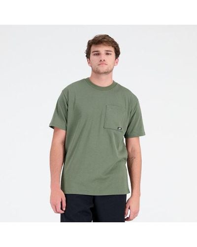 New Balance Homme Essentials Reimagined Cotton Jersey Short Sleeve T-Shirt En, Taille - Vert