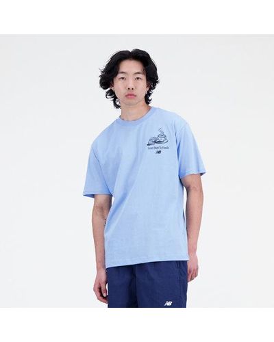 New Balance Homme Essentials Cafe Java Cotton Jersey T-Shirt En, Taille - Bleu