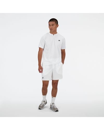 New Balance Tournament Top In White Poly Knit