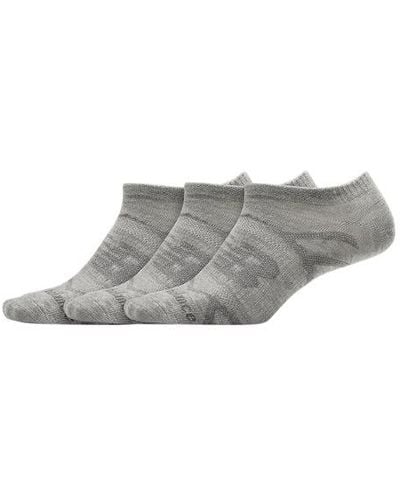 New Balance Flat Knit No Show Socks 3 Pack - Gris