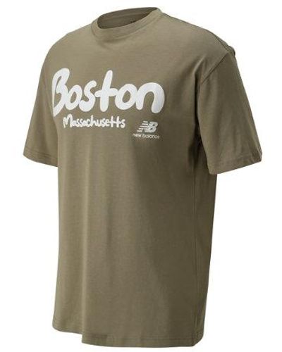 New Balance Unisexe Boston T-Shirt En, Cotton, Taille - Vert