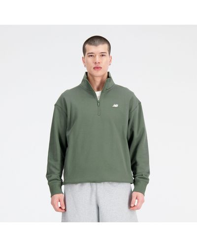 New Balance Athletics remastered french terry 1/4 zip - Vert