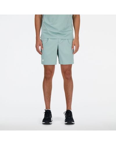 New Balance Tournament Short In Green Polywoven - Blue