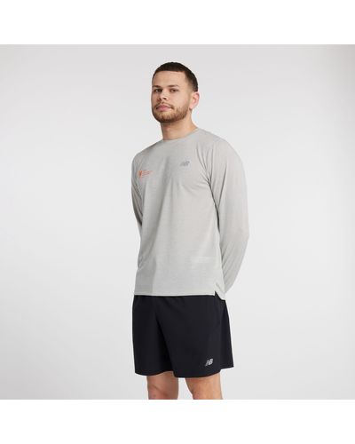 New Balance Tcs New York City Marathon Training Athletics Long Sleeve Shirt Gray (size S)