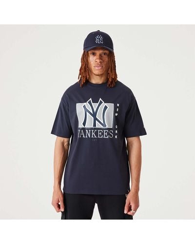 KTZ New York Yankees Mlb Team Wordmark Navy Oversized T-shirt - Blue