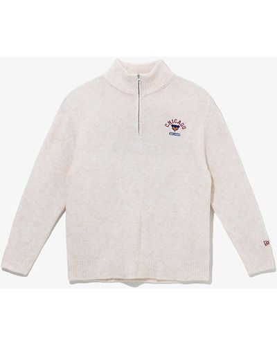 KTZ Chicago Cubs League Mlb New Era Korea 1/4 Zip Neck Sweatshirt - White