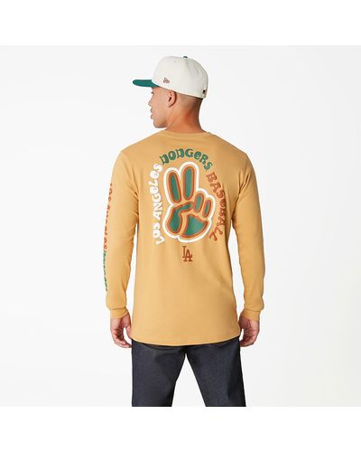 KTZ La Dodgers Camp Beige Long Sleeve T-shirt - Natural