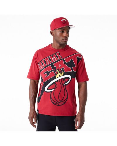 KTZ Miami Heat Nba Large Wordmark Dark Oversized T-shirt - Red