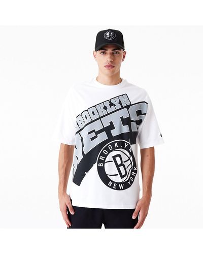 KTZ Brooklyn Nets Nba Large Wordmark Oversized T-shirt - White