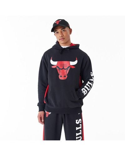 KTZ Chicago Bulls Nba Mesh Panel Oversized Pullover Hoodie - Blue