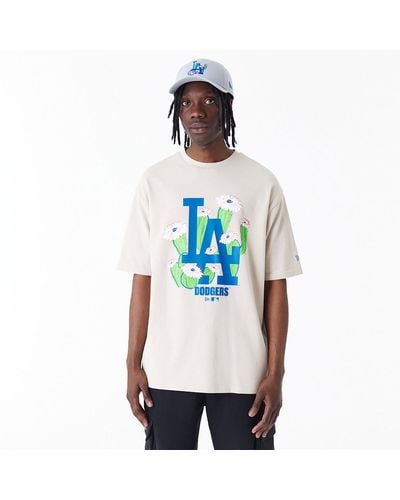 KTZ La Dodgers Mlb Floral Logo Stone Oversized T-shirt - White