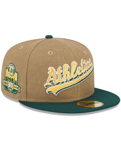 KTZ Oakland Athletics Canvas Crown Beige 59fifty Fitted Cap - Green