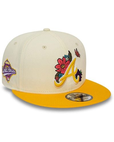 KTZ Atlanta Braves Mlb Floral Stone 9fifty Snapback Cap - Yellow