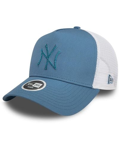 KTZ New York Yankees Womens Mlb Rhinestone A-frame Trucker Cap - Blue