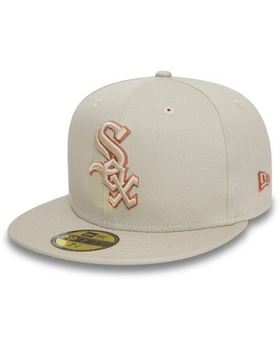 KTZ Chicago White Sox Metallic Outline Stone 59fifty Fitted Cap - Natural