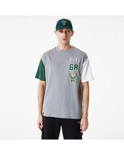 KTZ Milwaukee Bucks Nba Cut Sew Oversized T-shirt - Grey