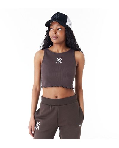 KTZ New York Yankees Mlb Lifestyle Crop Tank Top - Brown