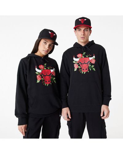 KTZ Chicago Bulls Floral Graphic Pullover Hoodie - Black