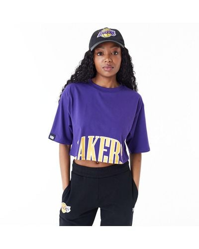 KTZ La Lakers Womens Nba Team Wordmark Crop T-shirt - Purple