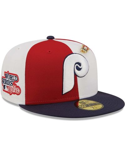 KTZ 59fifty Philadelphia Phillies Logo Pinwheel Fitted Hat in Red