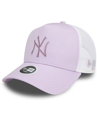 KTZ New York Yankees Womens Mlb Rhinestone Lilac A-frame Trucker Cap - Purple