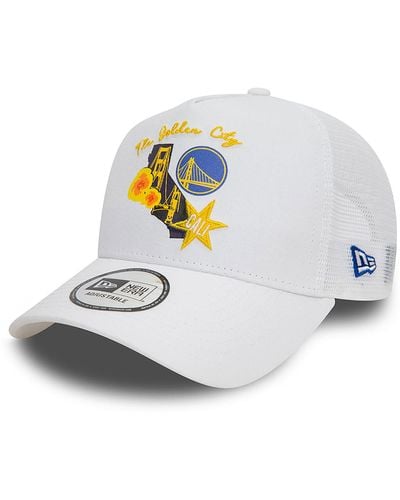 KTZ Golden State Warriors Nba Team Logo A-frame Trucker Cap - White