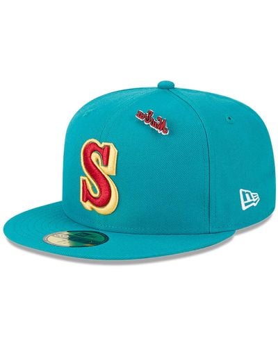 KTZ Seattle Mariners Mlb Cooperstown Teal 59fifty Fitted Cap - Blue