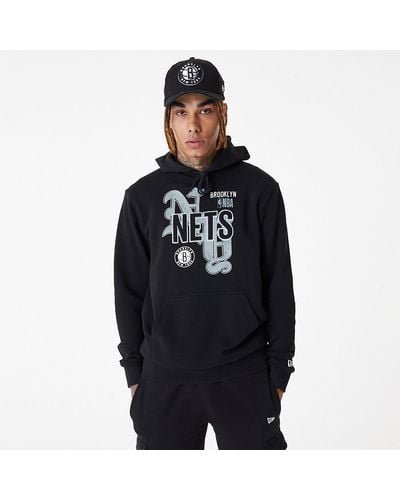 KTZ Brooklyn Nets Nba Team Graphic Pullover Hoodie - Black
