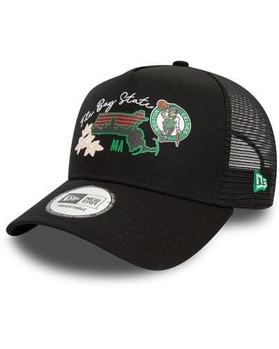 KTZ Boston Celtics Nba Team Logo A-frame Trucker Cap - Black