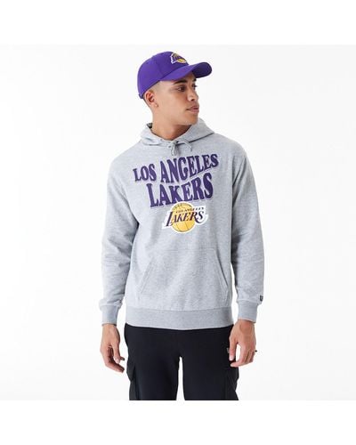 KTZ La Lakers Nba Script Oversized Pullover Hoodie - Grey